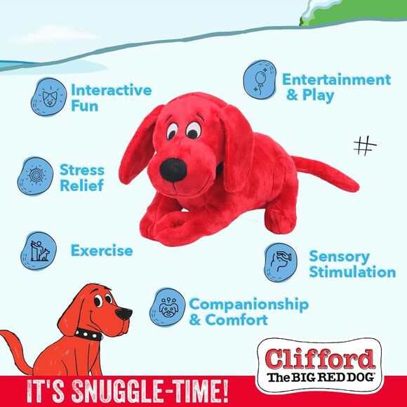 Clifford Snuggle Buddy Plush Dog Toy 14 Inch Squeaky Crinkle Comfort Play Pet - Picture 6 of 7